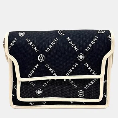 Pre-owned Marni Beige Black Fabric Trunk Bag In Sand