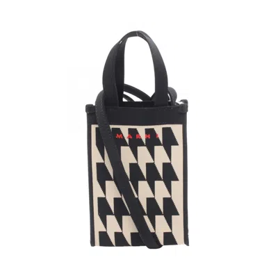 Pre-owned Marni Beige Black Knit Handbag Shoulder Bag () In Beige, Black