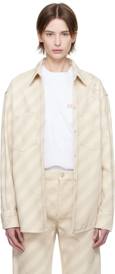 Marni Beige Boxy Denim Shirt In Stw08 Bone