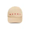 Marni Beige Cotton Baseball Cap In Neutrals
