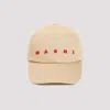 Marni Beige Cotton Baseball Cap In Nude & Neutrals