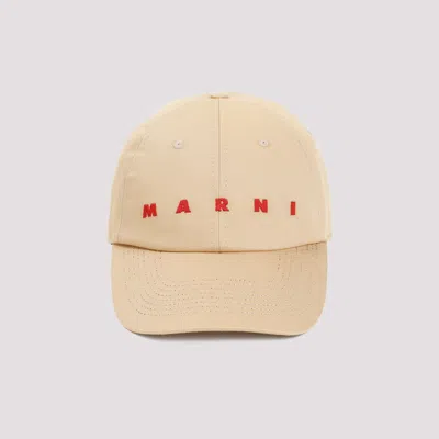 Marni Cotton Baseball Cap In Nude & Neutrals