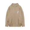 Marni Hooded Jacket With Embroidered Detail And Elasticated Hem In Brown