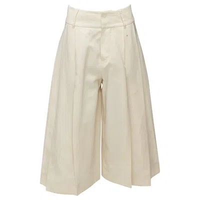 Pre-owned Marni Beige Cotton Linen Canvas Mid Waist Pleated Wide Leg Culottes It38 Xs In Brown