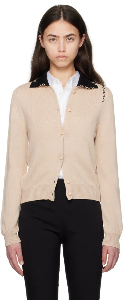 Marni Beige Cotton '' Mending Cardigan In ニュートラル