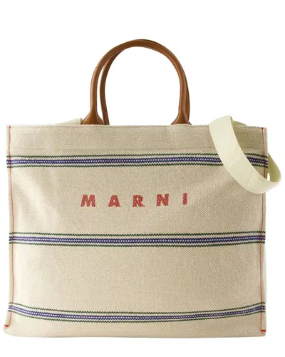 MARNI MARNI BEIGE COTTON PELLETTERIA UOMO SHOPPER BAG