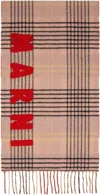 Marni Beige Double Check Wool Scarf In Chc29 Antique Rose