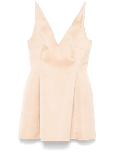 MARNI BEIGE DUCHESS SATIN MINI DRESS