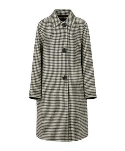 Marni Beige Felt Coat With Checked Pattern In Multi