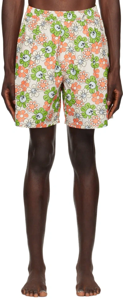 MARNI BEIGE FUNKY CHARM EXPLOSION SWIM SHORTS