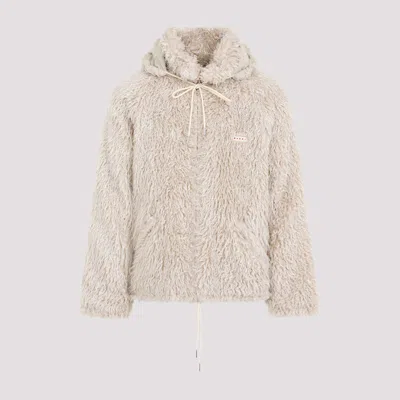 MARNI BEIGE FUR LOGO JACKET