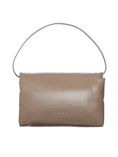 Marni Beige Leather Clutch For Women In Brown