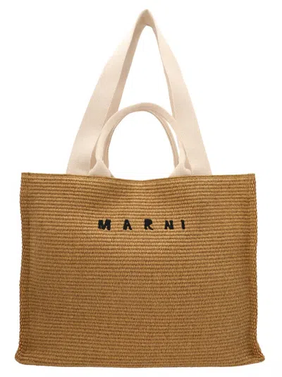 Marni Beige Logo Shopper