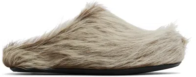 Marni Beige Long Hair Calfskin Fussbett Sabot Loafers In 00w20 Soft Beige