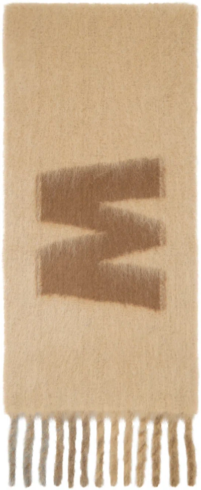 Marni Beige Maxi Logo Scarf In Jqw60 Nomad