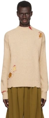 MARNI BEIGE MENDING PATCHES SWEATER