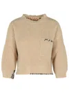 Marni Logo-embroidered Side-split Sweater In Nude