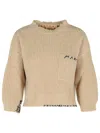 Marni Crew Neck Wool Sweater Embroidered In Neutral