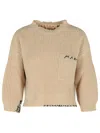 Marni Logo-embroidered Side-split Sweater In Neutral