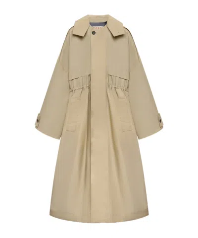 Marni Beige Nylon Trench Coat With Belt In Neutral