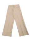 Marni Beige Pants With Belt Loops And Logo Lettering Detail On The Rear In Cotton Girl In Beige