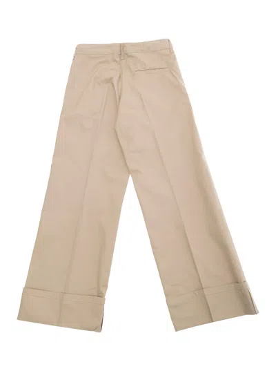 Marni Kids' Beige Pants With Belt Loops And Logo Lettering Detail On The Rear In Cotton Girl