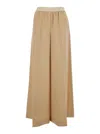 Marni Beige Pants With Elastic Waist And Logo Lettering In Wool Woman In Brown