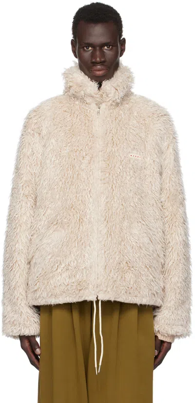 Marni Faux Fur Jacket With Removable Hood. In Neutral