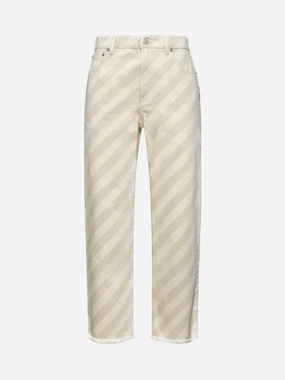 Marni Beige Striped Denim Boyfriend Jeans In Neutral