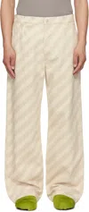 Marni Beige Striped High Waist Jeans In Stw08 Bone