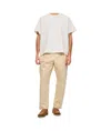 Marni Beige Organic Gabardine Trousers With Drawstring Waist In Nude
