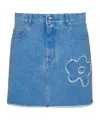 Marni Floral Embroidered Denim Skirt In Blue