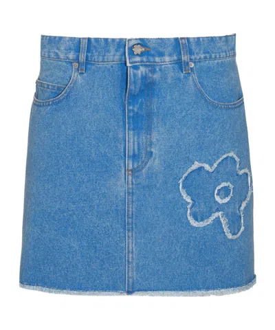MARNI MARNI FLORAL EMBROIDERED DENIM SKIRT