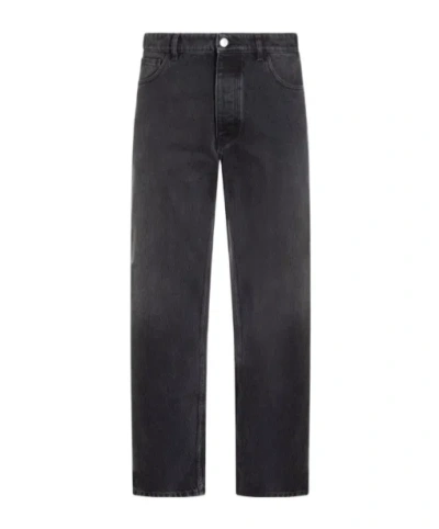 Marni Logo-patch Straight-leg Jeans In Gray