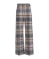 Marni Belted Check-print Trousers In Gray