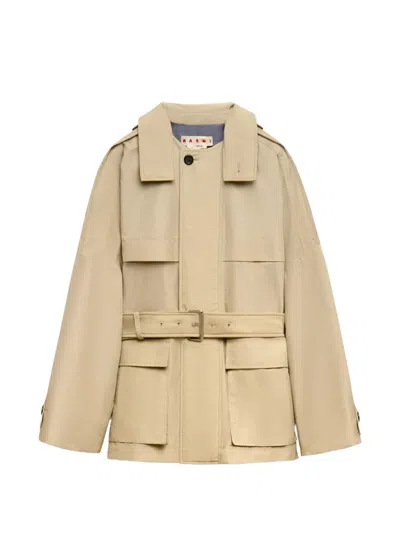Marni Belted Coat In Neutral