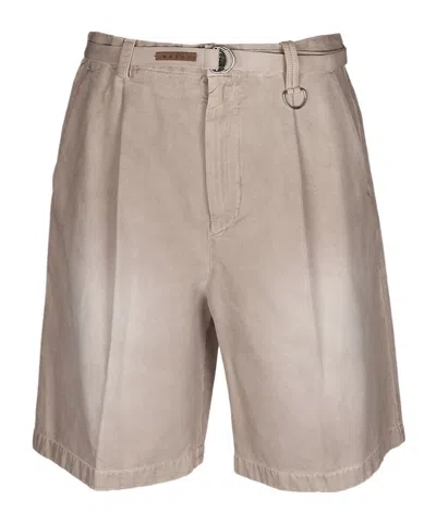 Marni Belted Pleated Shorts In Brown