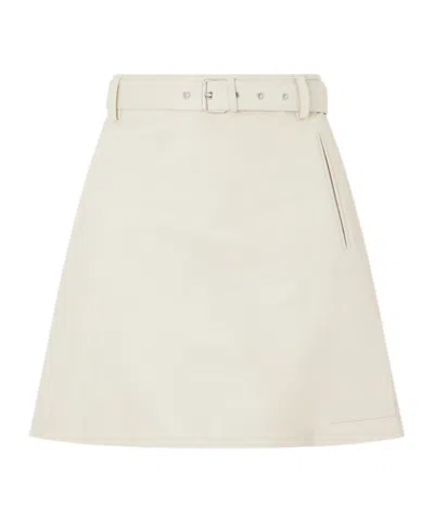 Marni Belted Striped Leather Mini Skirt In Neutral