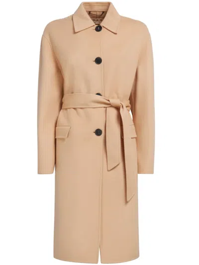 Marni Belted Virgin Wool-blend Coat In Brown