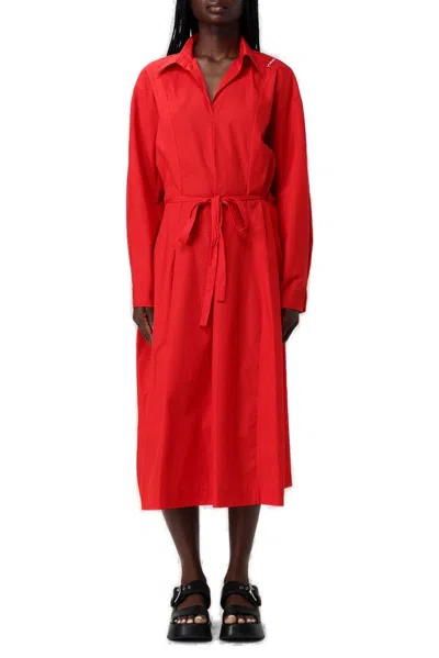 Marni Belted Waist Midi Dress In Red