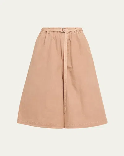 Marni Belted Wide-leg Crop Trousers In Gold