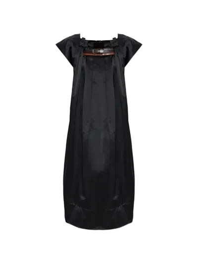 Marni Belted-detail Pleated Midi Dress In Black