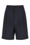 Marni Bermuda Wool Shorts Front Pleats In Blublack