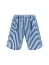 Marni Striped Organic Poplin Bowling Shorts In Opal