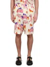 Marni Multicolor Printed Silk Bermuda Shorts In Multi