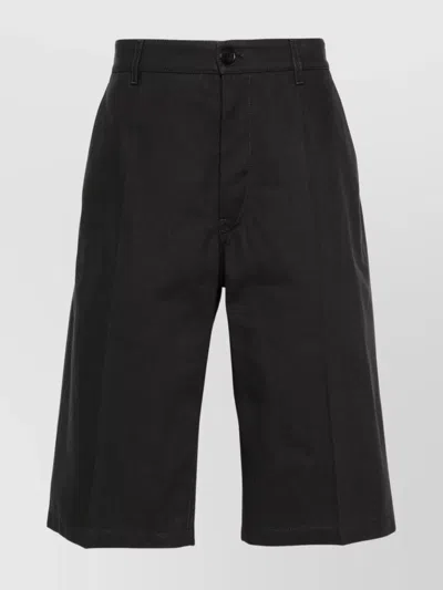 Marni Bermuda Striped Shorts Ribbed Cuffs In Black