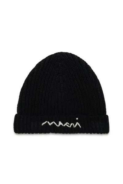 Marni Wool-blend Knit Beanie In Black