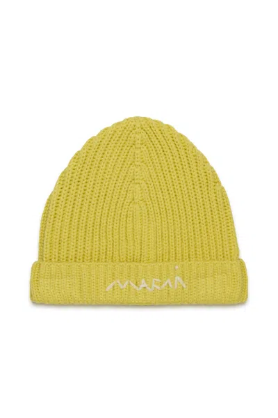Marni Wool-blend Knit Beanie In Yellow