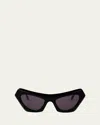 Marni Beveled Acetate Cat-eye Sunglasses In Black