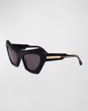 Marni Beveled Acetate Cat-eye Sunglasses In Black